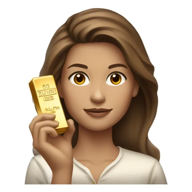 Brown haired Ralph lauren women working holding gold bars  sticker