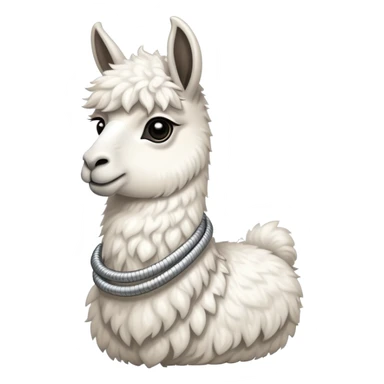 white llama with a long steel resilient coil around the neck sticker