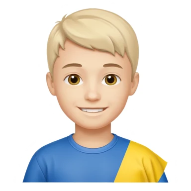 The Ukrainian boy with flag sticker