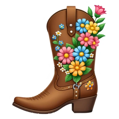 Create a singular cowboy boot filled with flowers sticker