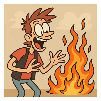 cartoon style fire, bright and playful sticker