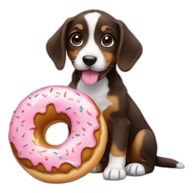 Puppy eating donut sticker