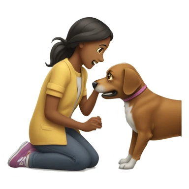 Dog playing with a girl sticker