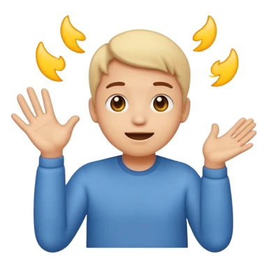 Emoji con una carita inocente, moviendo su cara y talves pegando sus manos entre su sticker