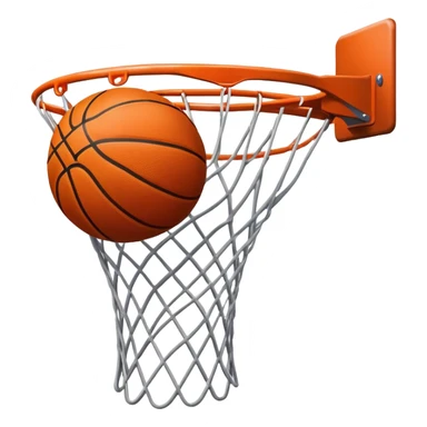 A close-up of a basketball shield and hoop with the ball swishing through the net, captured mid-air. The background emphasizes the tension and excitement of the moment, with the rim and net in sharp focus, showcasing the precision and skill of the sport. sticker