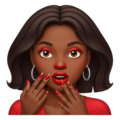 Big lips long nails bestie circle head biting her 1 nail sticker