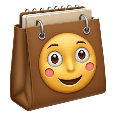 bolsa de papel con una libreta anillada sobresaliendo sticker