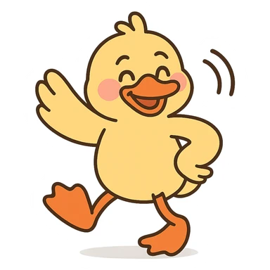 dancing cartoon duck emote for a duck race in pastel toon style sticker