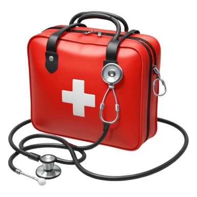 First aid help bag with stethoscope isolated for Emergency Medicine emoji make it to be red sticker