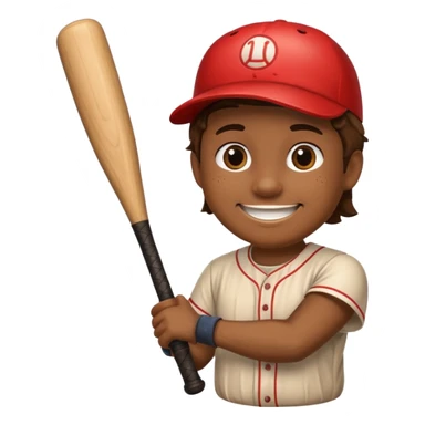 Log with a smiling face holding a baseball bat. sticker