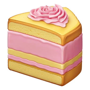 slice of sponge cake, with minimal pink sticker