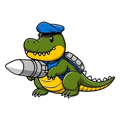military crocodile bombardier dropping bombs sticker