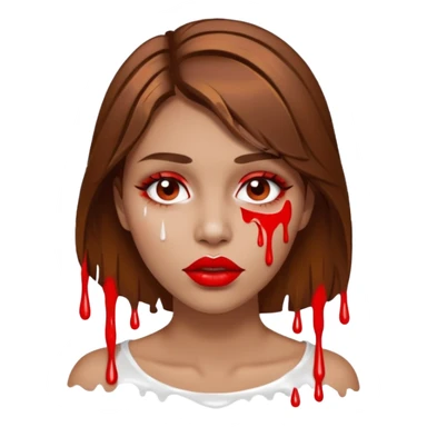 Brown Hair Woman , white paint , drip, face, hot  Sexy, lips sticker