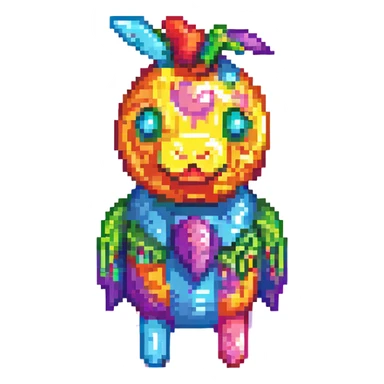 vibrant stylized colorful party pinata sprite for 2D fruit ninja game sticker