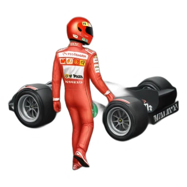 Michael Schumacher Ferrari suit waving sticker
