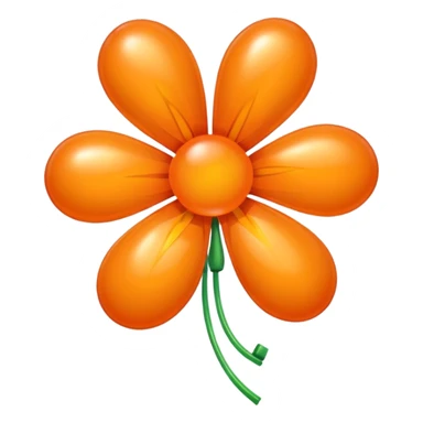 Orange flower, balloon style, shiny, inflated look sticker