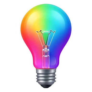 Generate a high-quality image of a glowing neon light bulb, bright vibrant colors, realistic glow effect, smooth gradient colors, no human figures, no facial features, no brand markings, simple dark background, high-reso
 sticker