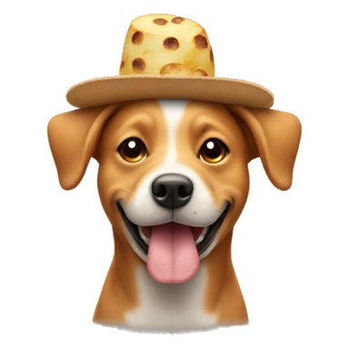 Dog smiling with a hat heating potatoes sticker