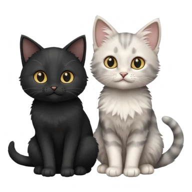White and grey kitten and black cat sticker
