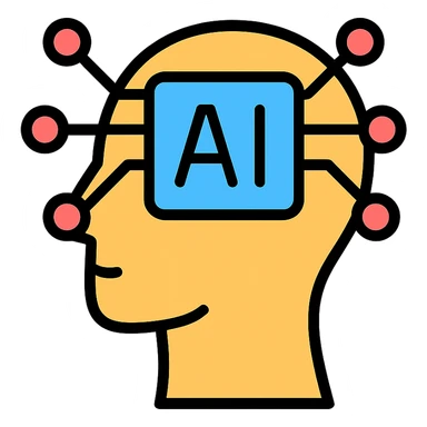 inteligencia artificial, estilo minimalista, líneas limpias, fondo blanco sticker