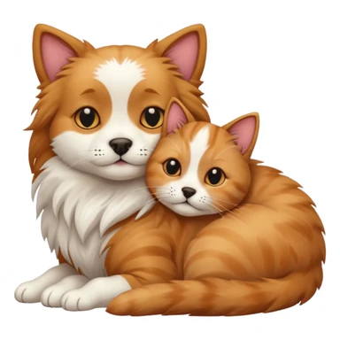 Cat with dog cuddling sticker