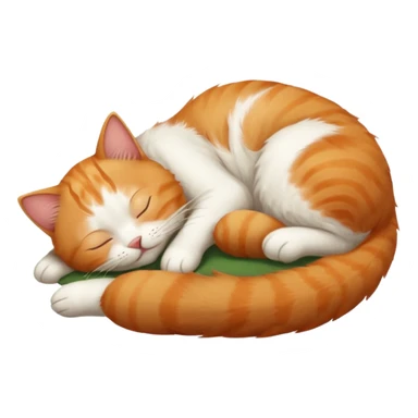 ginger and white small cat eyes closed lying down upside down sticker