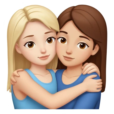 Two besties hugging each other super tight with eyes squinted. Facing each other sticker