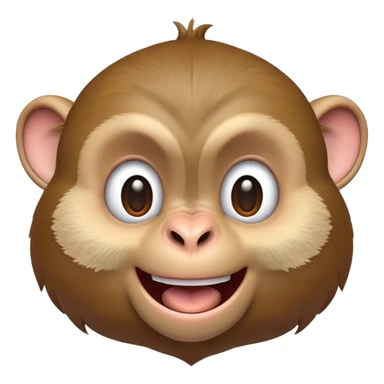Cinematic Cheeky Macaque Portrait Emoji, Grinning mischievously with a tilted head and a playful smirk, showcasing a smart, agile build with soft, textured fur and wide, sparkling eyes pulling a funny face, Simplified yet strikingly expressive features, highly detailed, glowing with a warm, vibrant radiance, high shine, spirited and impish, stylized with an air of cheeky primate mischief, focused and teasing, soft glowing outline, capturing the essence of a cheeky macaque that looks ready to jump out of the screen with playful charm! sticker