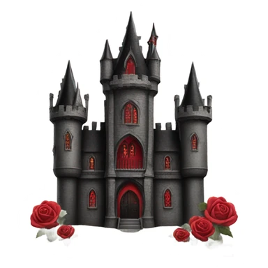 Black and red gothic castle with roses sticker