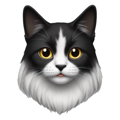 half black and half white long hair cat sticker