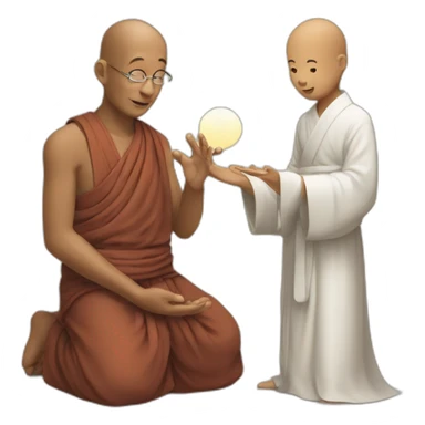 Monk and baba teaching about ai sticker