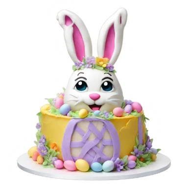 beautifully decorated 2 tier Easter bunny cake sticker