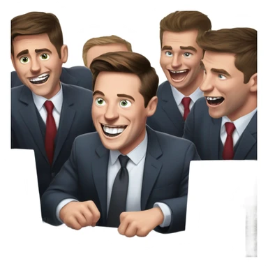 Musk in the treasury department laughing with devil horns coming out of his skull and in background young college guys on computers with eyes bulging out and looking frantic while typing fast sticker