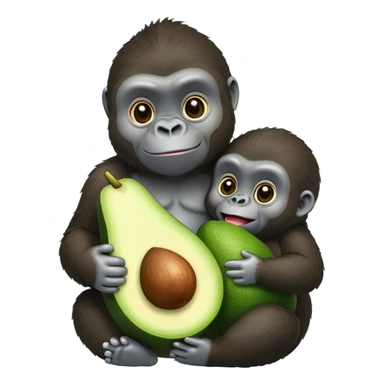 Gorilla and avocado having a baby sticker