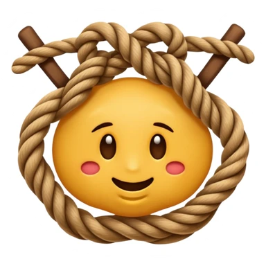 A realistic yet cute rope knot emoji, tied perfectly, symbolizing sailing skills. Vector emoji design, warm tones, clean white background. sticker