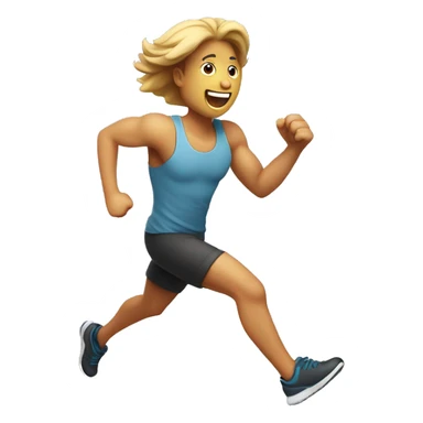 Design an emoji of a person running with a big heart beating strong. Capture the joy of cardio exercise sticker