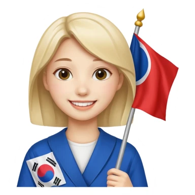 girl holding a korea flag sticker