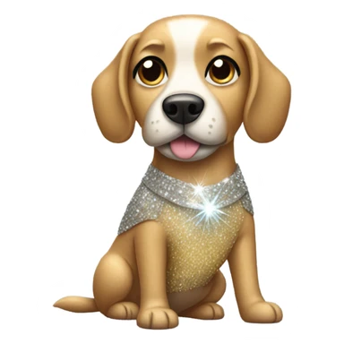 Dog wearing a sparkly dress sticker