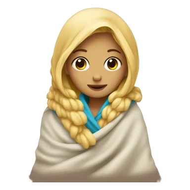 Blonde girl in a blanket sticker