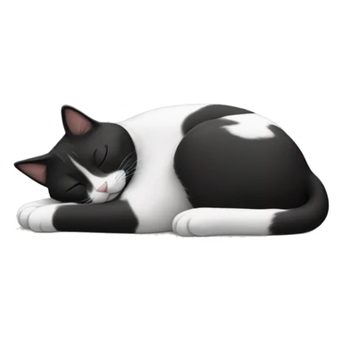 sleeping black and white cat sticker