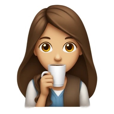 A girl with long brown hair with coffee sticker