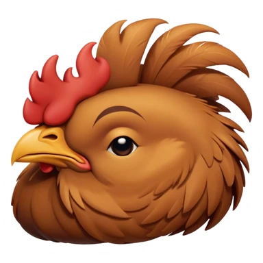Meme-Worthy Cute Sleeping Brown Rooster Portrait Emoji, Head resting peacefully with a contented smile, showcasing a robust build and a luxuriously soft brown plumage, eyes shut in a serene, restful nap, Simplified yet hilariously adorable features, highly detailed, glowing with a soft, drowsy light, high shine, relaxed and utterly lovable, stylized with an air of playful laziness, bright and heartwarming, soft glowing outline, capturing the essence of a comically sleepy rooster, so meme-worthy it feels like it could instantly become the next viral sensation of adorable slumber! sticker