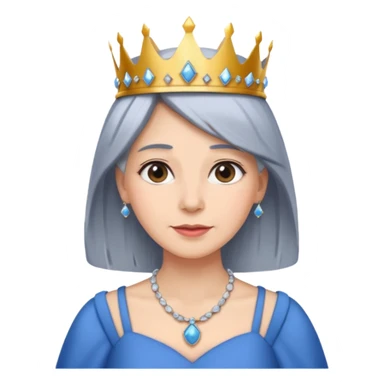 gray hair ladies with necklace and crown, with blue dress sticker
