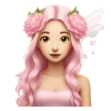 Beautiful, peony, fairy, light pink, long hair, big wings, fair skin sticker