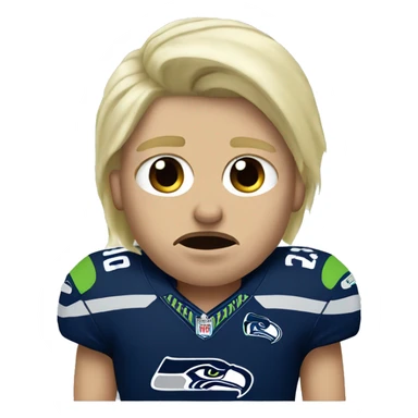 seahawks fan with blonde hair crying in a jersey sticker