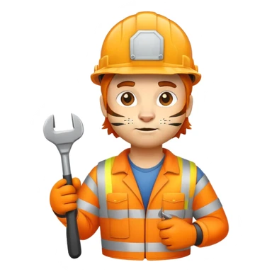 Tiger construction worker with hard hat and tools sticker