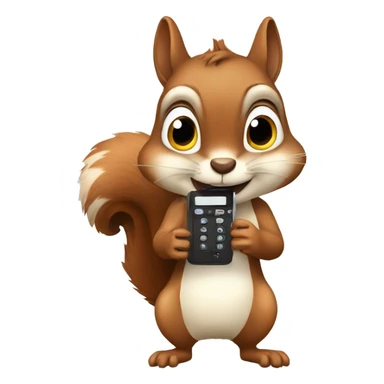 Squirrel with an old phon sticker