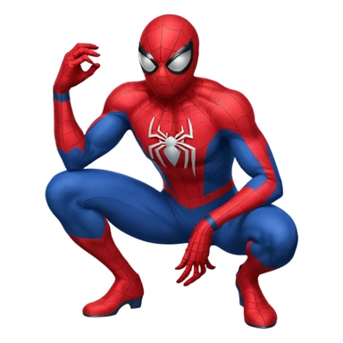 Spiderman crouched pose, mask with white eyes sticker