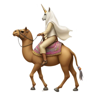Unicorn riding a camel  sticker