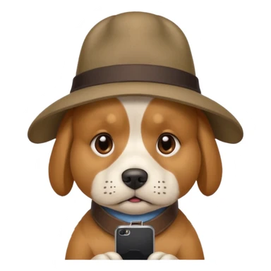dog with a hat who is sad at his mobile phone sticker